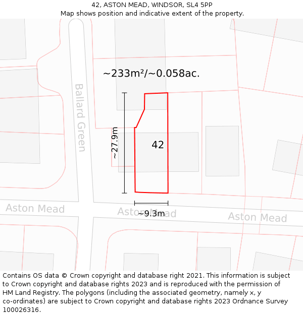 42, ASTON MEAD, WINDSOR, SL4 5PP: Plot and title map