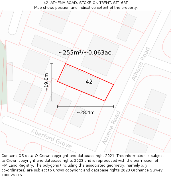 42, ATHENA ROAD, STOKE-ON-TRENT, ST1 6RT: Plot and title map