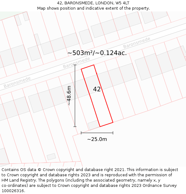 42, BARONSMEDE, LONDON, W5 4LT: Plot and title map
