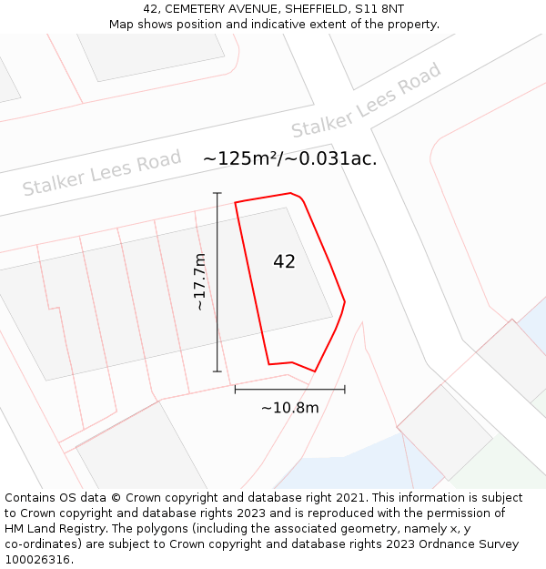 42, CEMETERY AVENUE, SHEFFIELD, S11 8NT: Plot and title map