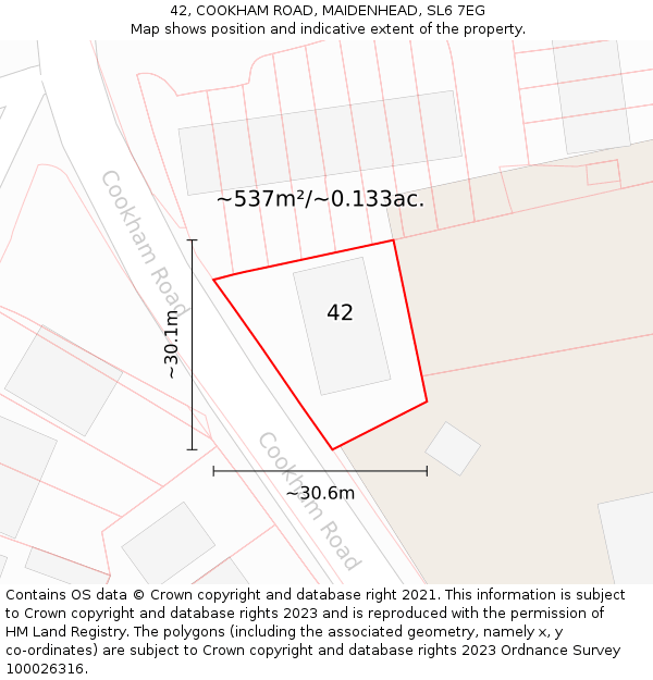 42, COOKHAM ROAD, MAIDENHEAD, SL6 7EG: Plot and title map