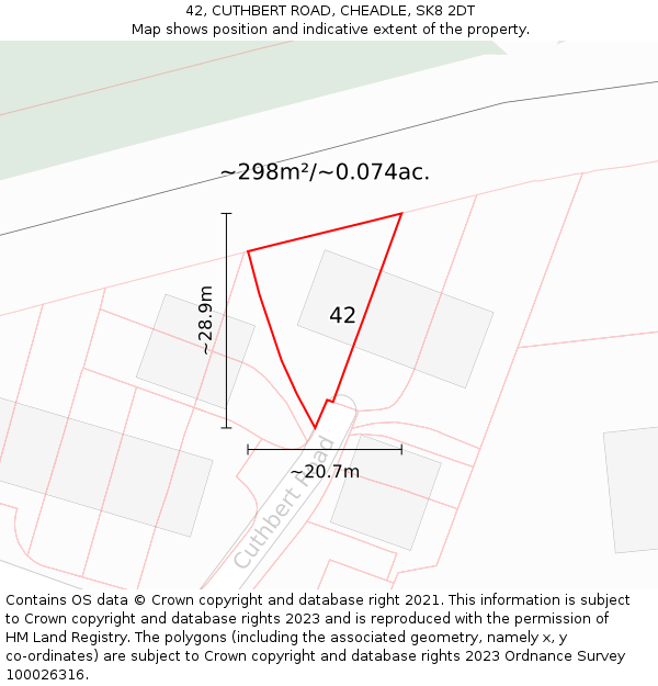 42, CUTHBERT ROAD, CHEADLE, SK8 2DT: Plot and title map