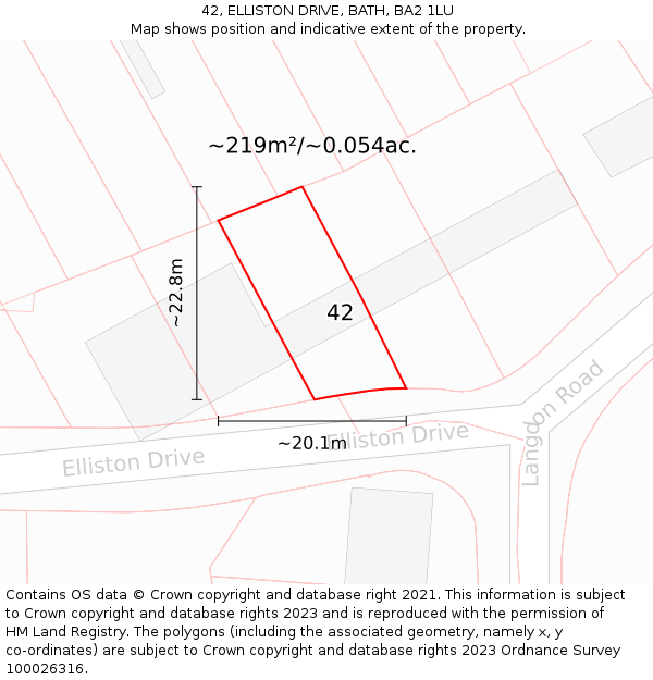 42, ELLISTON DRIVE, BATH, BA2 1LU: Plot and title map