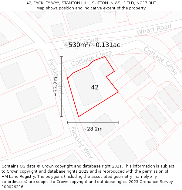 42, FACKLEY WAY, STANTON HILL, SUTTON-IN-ASHFIELD, NG17 3HT: Plot and title map