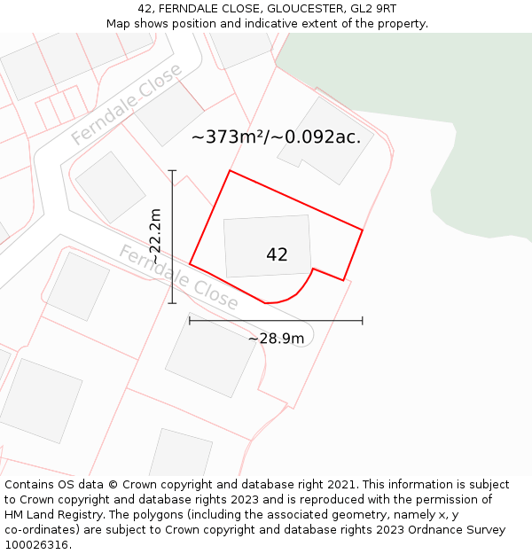42, FERNDALE CLOSE, GLOUCESTER, GL2 9RT: Plot and title map