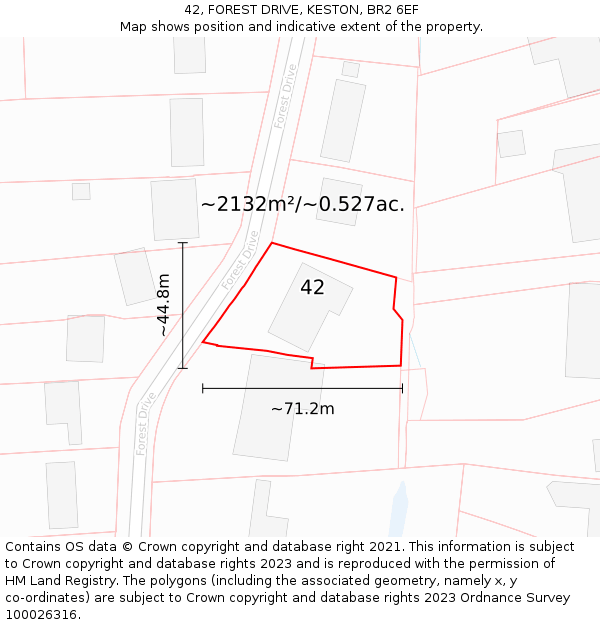 42, FOREST DRIVE, KESTON, BR2 6EF: Plot and title map