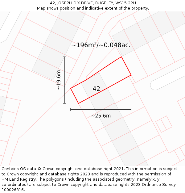 42, JOSEPH DIX DRIVE, RUGELEY, WS15 2PU: Plot and title map