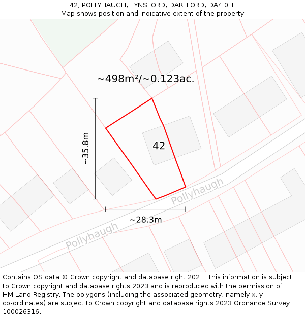 42, POLLYHAUGH, EYNSFORD, DARTFORD, DA4 0HF: Plot and title map