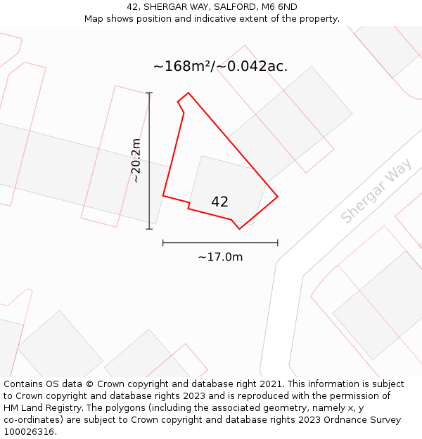 42, SHERGAR WAY, SALFORD, M6 6ND: Plot and title map