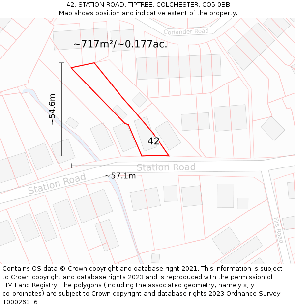 42, STATION ROAD, TIPTREE, COLCHESTER, CO5 0BB: Plot and title map