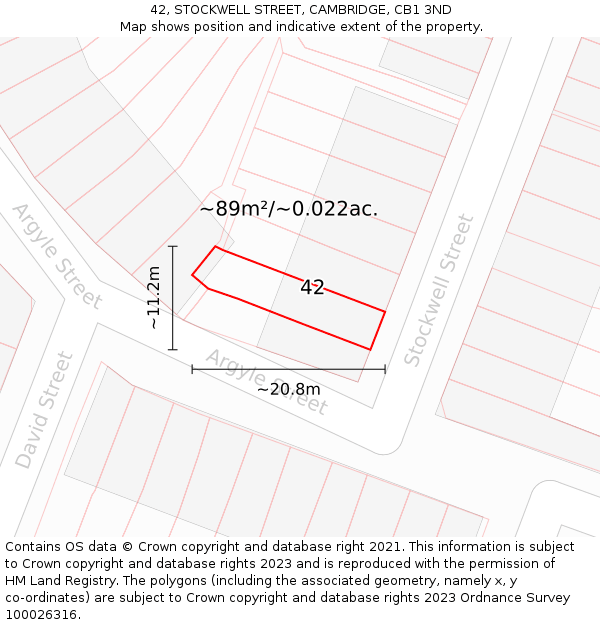 42, STOCKWELL STREET, CAMBRIDGE, CB1 3ND: Plot and title map