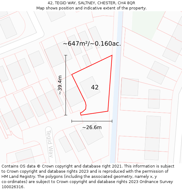 42, TEGID WAY, SALTNEY, CHESTER, CH4 8QR: Plot and title map