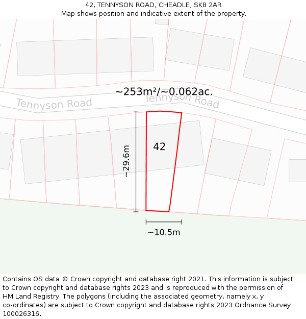 42, TENNYSON ROAD, CHEADLE, SK8 2AR: Plot and title map