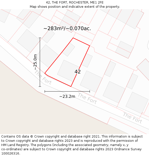 42, THE FORT, ROCHESTER, ME1 2FE: Plot and title map