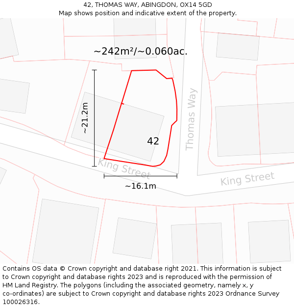 42, THOMAS WAY, ABINGDON, OX14 5GD: Plot and title map