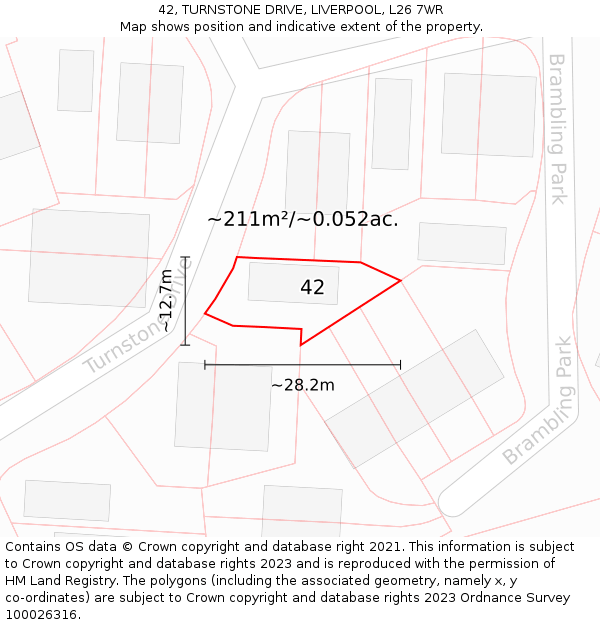 42, TURNSTONE DRIVE, LIVERPOOL, L26 7WR: Plot and title map