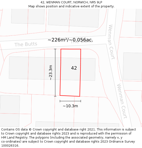 42, WENMAN COURT, NORWICH, NR5 9LP: Plot and title map