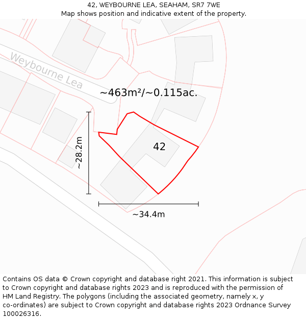 42, WEYBOURNE LEA, SEAHAM, SR7 7WE: Plot and title map