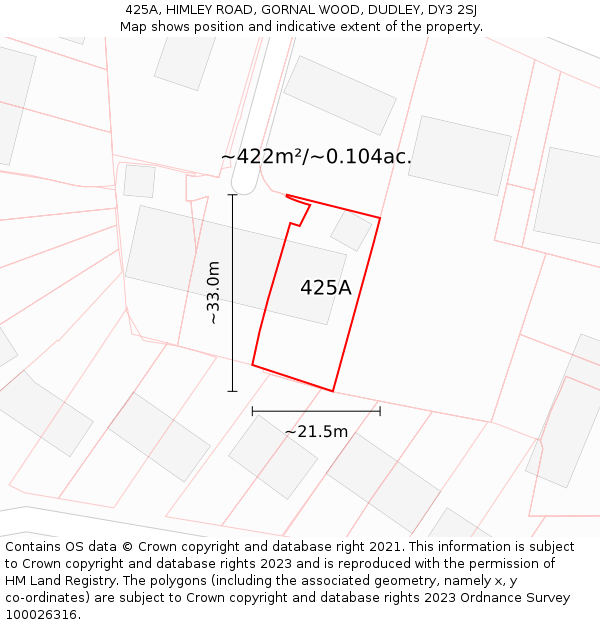 425A, HIMLEY ROAD, GORNAL WOOD, DUDLEY, DY3 2SJ: Plot and title map