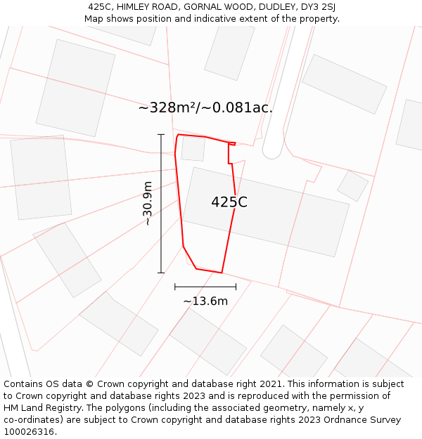425C, HIMLEY ROAD, GORNAL WOOD, DUDLEY, DY3 2SJ: Plot and title map