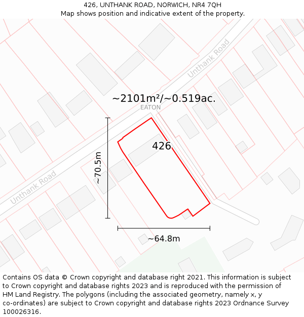 426, UNTHANK ROAD, NORWICH, NR4 7QH: Plot and title map