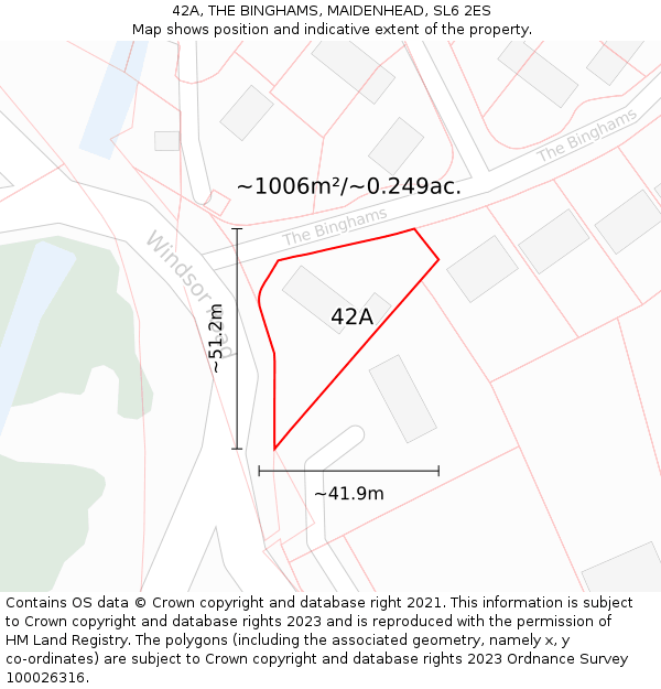 42A, THE BINGHAMS, MAIDENHEAD, SL6 2ES: Plot and title map