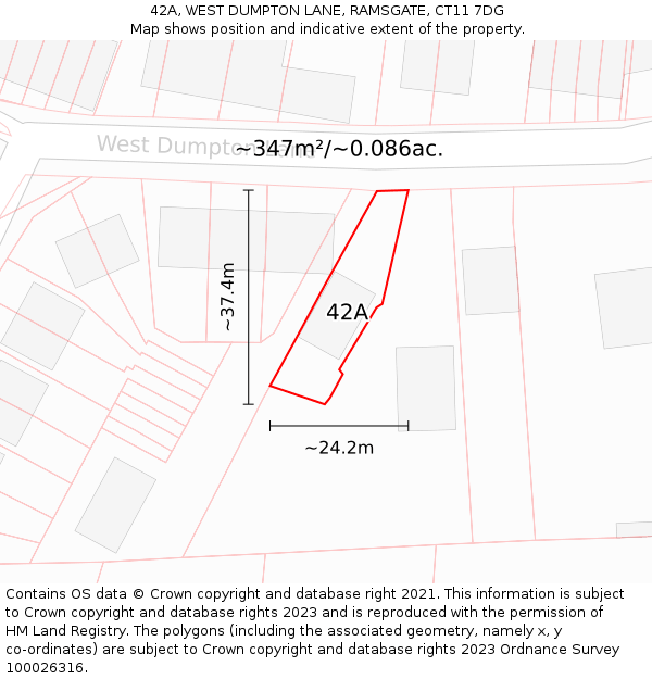 42A, WEST DUMPTON LANE, RAMSGATE, CT11 7DG: Plot and title map