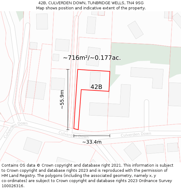 42B, CULVERDEN DOWN, TUNBRIDGE WELLS, TN4 9SG: Plot and title map