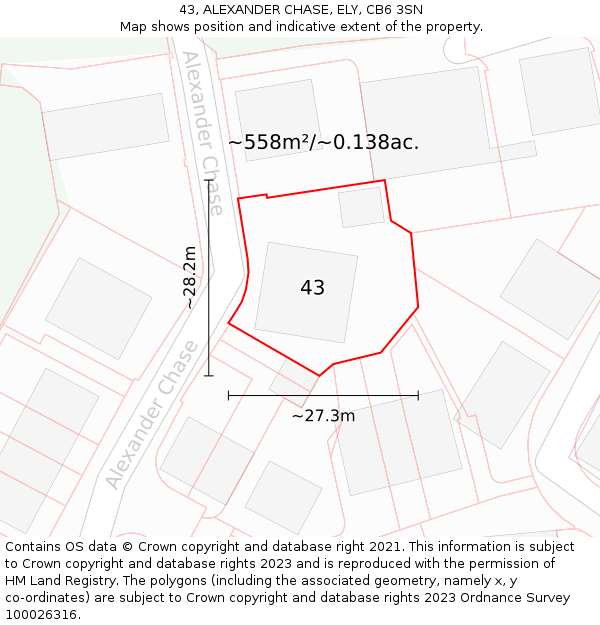 43, ALEXANDER CHASE, ELY, CB6 3SN: Plot and title map