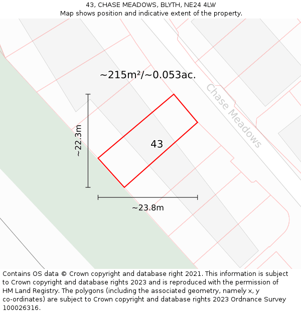 43, CHASE MEADOWS, BLYTH, NE24 4LW: Plot and title map
