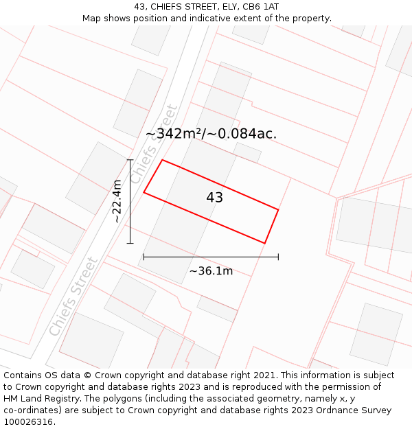 43, CHIEFS STREET, ELY, CB6 1AT: Plot and title map