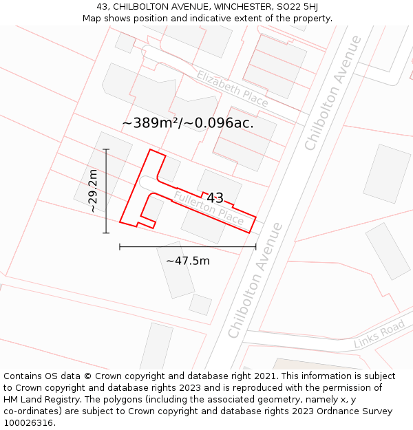 43, CHILBOLTON AVENUE, WINCHESTER, SO22 5HJ: Plot and title map