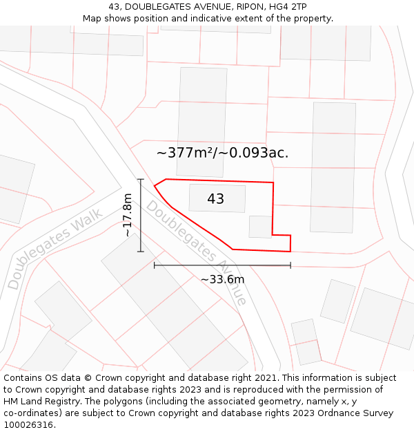 43, DOUBLEGATES AVENUE, RIPON, HG4 2TP: Plot and title map