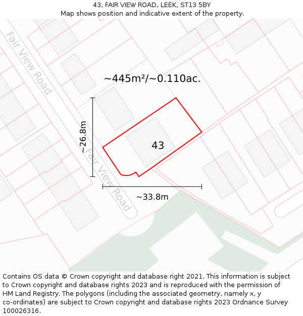 43, FAIR VIEW ROAD, LEEK, ST13 5BY: Plot and title map