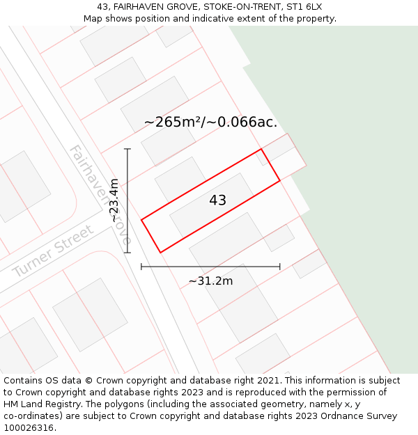 43, FAIRHAVEN GROVE, STOKE-ON-TRENT, ST1 6LX: Plot and title map