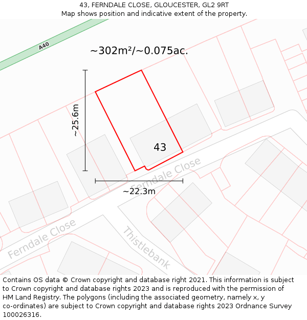43, FERNDALE CLOSE, GLOUCESTER, GL2 9RT: Plot and title map
