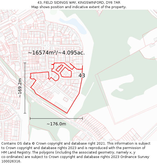 43, FIELD SIDINGS WAY, KINGSWINFORD, DY6 7AR: Plot and title map