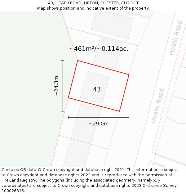 43, HEATH ROAD, UPTON, CHESTER, CH2 1HT: Plot and title map