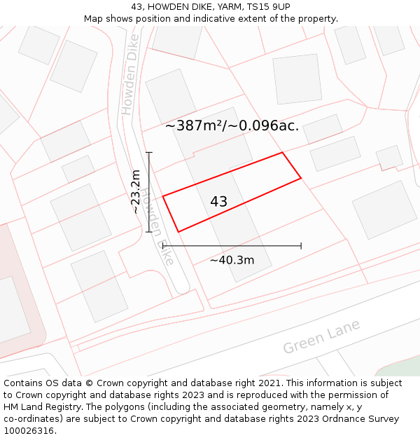 43, HOWDEN DIKE, YARM, TS15 9UP: Plot and title map