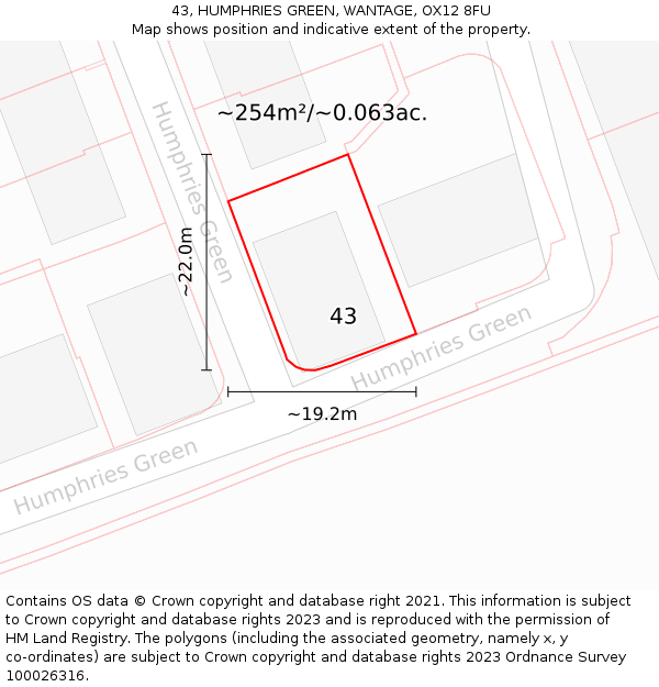 43, HUMPHRIES GREEN, WANTAGE, OX12 8FU: Plot and title map