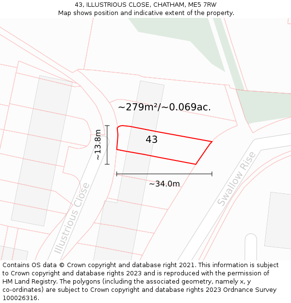 43, ILLUSTRIOUS CLOSE, CHATHAM, ME5 7RW: Plot and title map