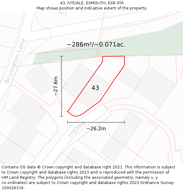 43, IVYDALE, EXMOUTH, EX8 4TA: Plot and title map