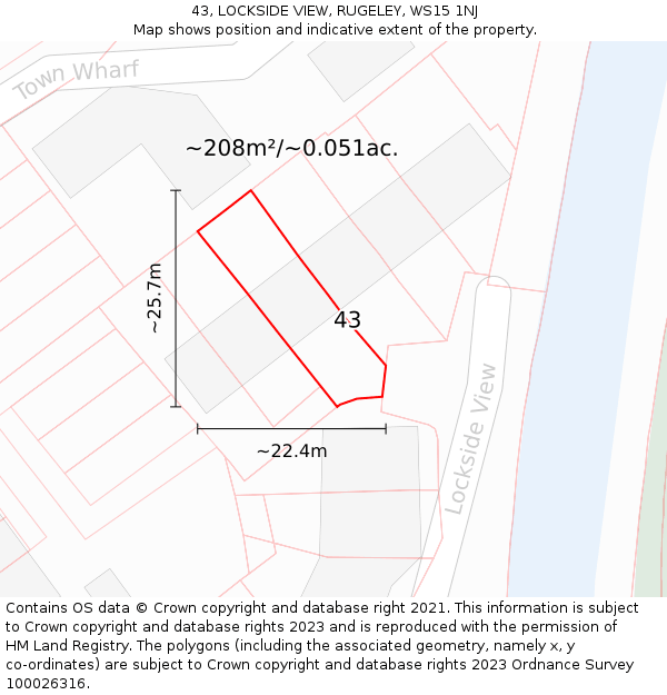 43, LOCKSIDE VIEW, RUGELEY, WS15 1NJ: Plot and title map