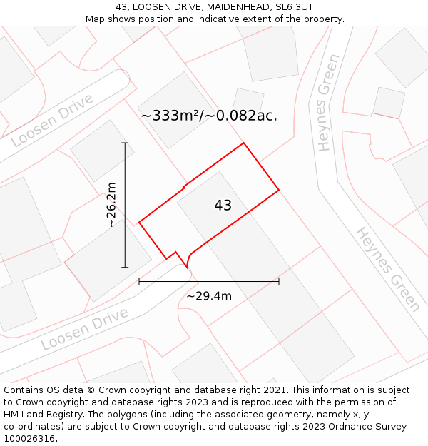 43, LOOSEN DRIVE, MAIDENHEAD, SL6 3UT: Plot and title map