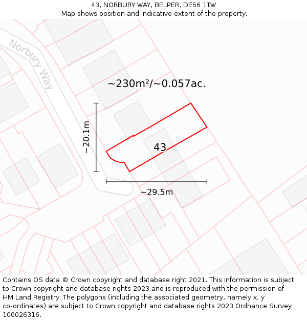 43, NORBURY WAY, BELPER, DE56 1TW: Plot and title map