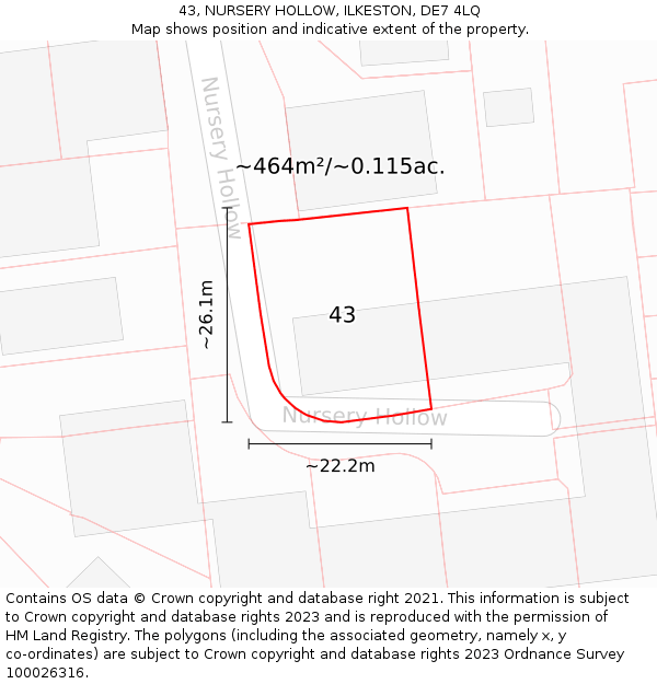 43, NURSERY HOLLOW, ILKESTON, DE7 4LQ: Plot and title map