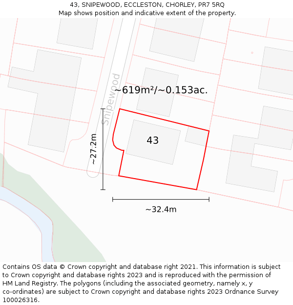 43, SNIPEWOOD, ECCLESTON, CHORLEY, PR7 5RQ: Plot and title map