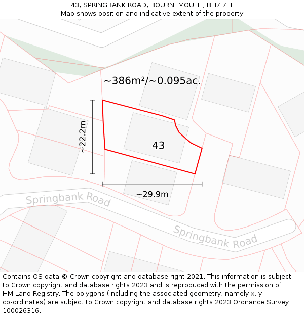 43, SPRINGBANK ROAD, BOURNEMOUTH, BH7 7EL: Plot and title map