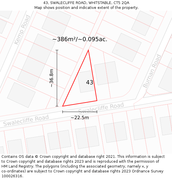 43, SWALECLIFFE ROAD, WHITSTABLE, CT5 2QA: Plot and title map