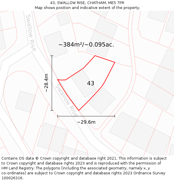 43, SWALLOW RISE, CHATHAM, ME5 7PR: Plot and title map